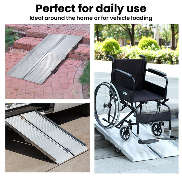 EQUIPMED 152cm Portable Folding Aluminium Access Ramp, 272kg Rated, for Wheelchair, Mobility Scooter, Rollator EQUIPMED