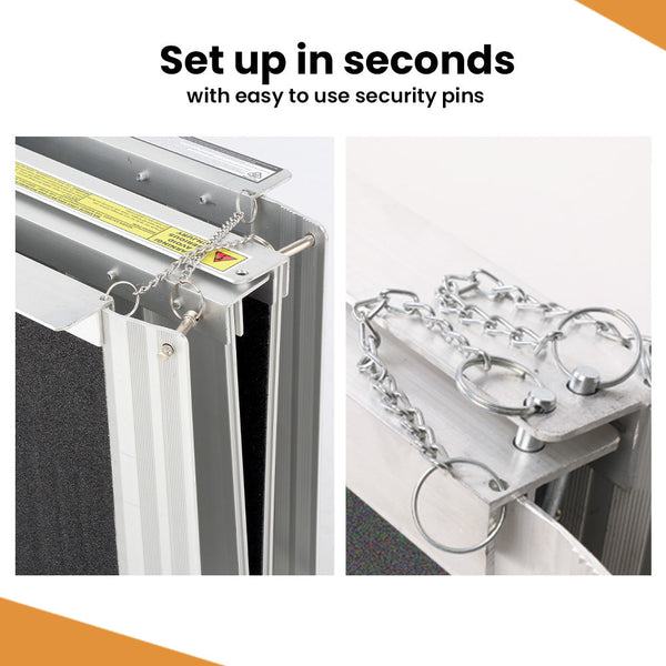 EQUIPMED 182cm Portable Folding Aluminium Access Ramp, 272kg Rated, Black Ultra-Grip, for Wheelchair, Mobility Scooter EQUIPMED