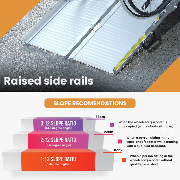 EQUIPMED 182cm Portable Folding Aluminium Access Ramp, 272kg Rated, for Wheelchair, Mobility Scooter, Rollator EQUIPMED