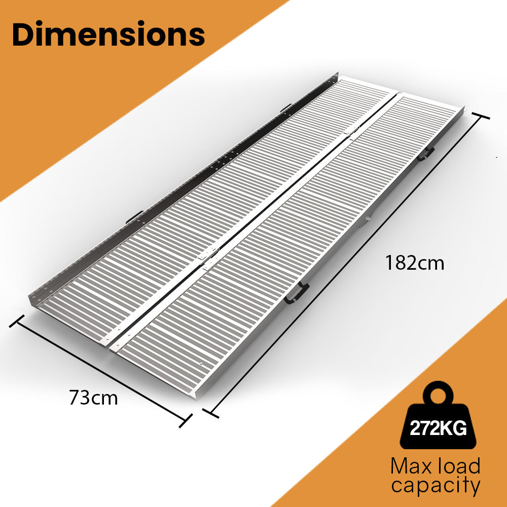 EQUIPMED 182cm Portable Folding Aluminium Access Ramp, 272kg Rated, for Wheelchair, Mobility Scooter, Rollator EQUIPMED