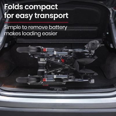 EQUIPMED Electric Folding Wheelchair, Folding, XL Wide Seat, Long Range, Lithium Battery, Black/Grey