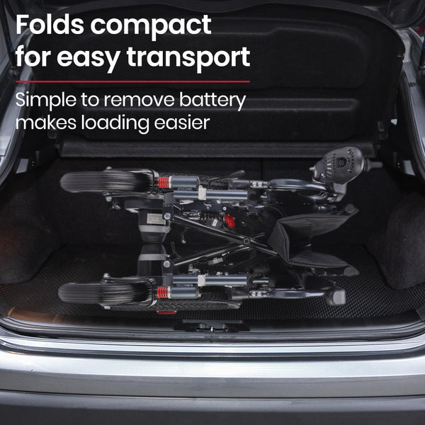 EQUIPMED Electric Folding Wheelchair, Folding, XL Wide Seat, Long Range, Lithium Battery, Black/Grey EQUIPMED