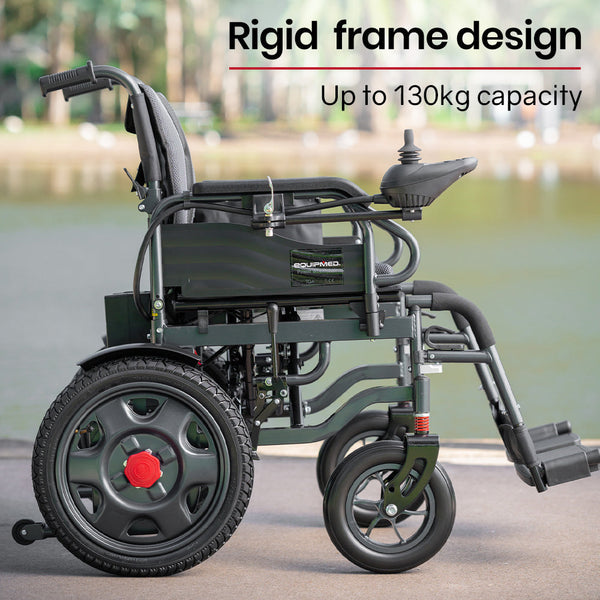 EQUIPMED Electric Folding Wheelchair, Folding, XL Wide Seat, Long Range, Lithium Battery, Black/Grey EQUIPMED