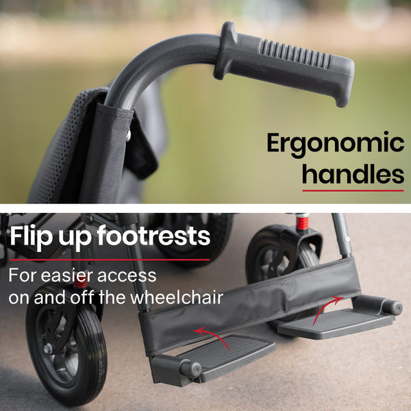 EQUIPMED Electric Folding Wheelchair, Folding, XL Wide Seat, Long Range, Lithium Battery, Black/Grey EQUIPMED