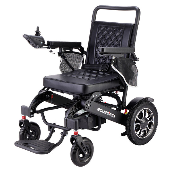 EQUIPMED Electric Folding Wheelchair, Folding, Long Range, Aluminium Frame, Lithium Battery, Black EQUIPMED