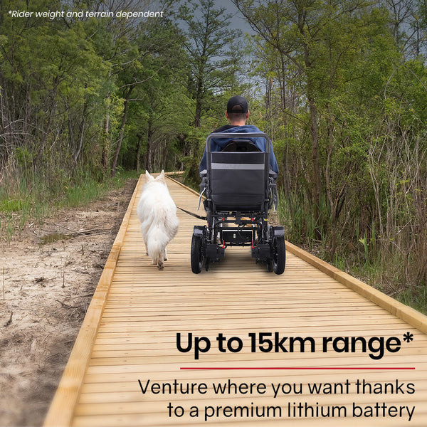 EQUIPMED Electric Folding Wheelchair, Folding, Long Range, Aluminium Frame, Lithium Battery, Black EQUIPMED