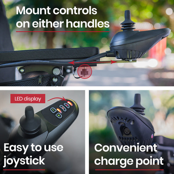 EQUIPMED Electric Folding Wheelchair, Folding, Long Range, Aluminium Frame, Lithium Battery, Black EQUIPMED