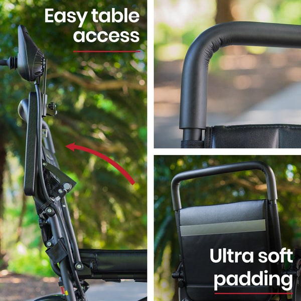 EQUIPMED Electric Folding Wheelchair, Folding, Long Range, Aluminium Frame, Lithium Battery, Black EQUIPMED