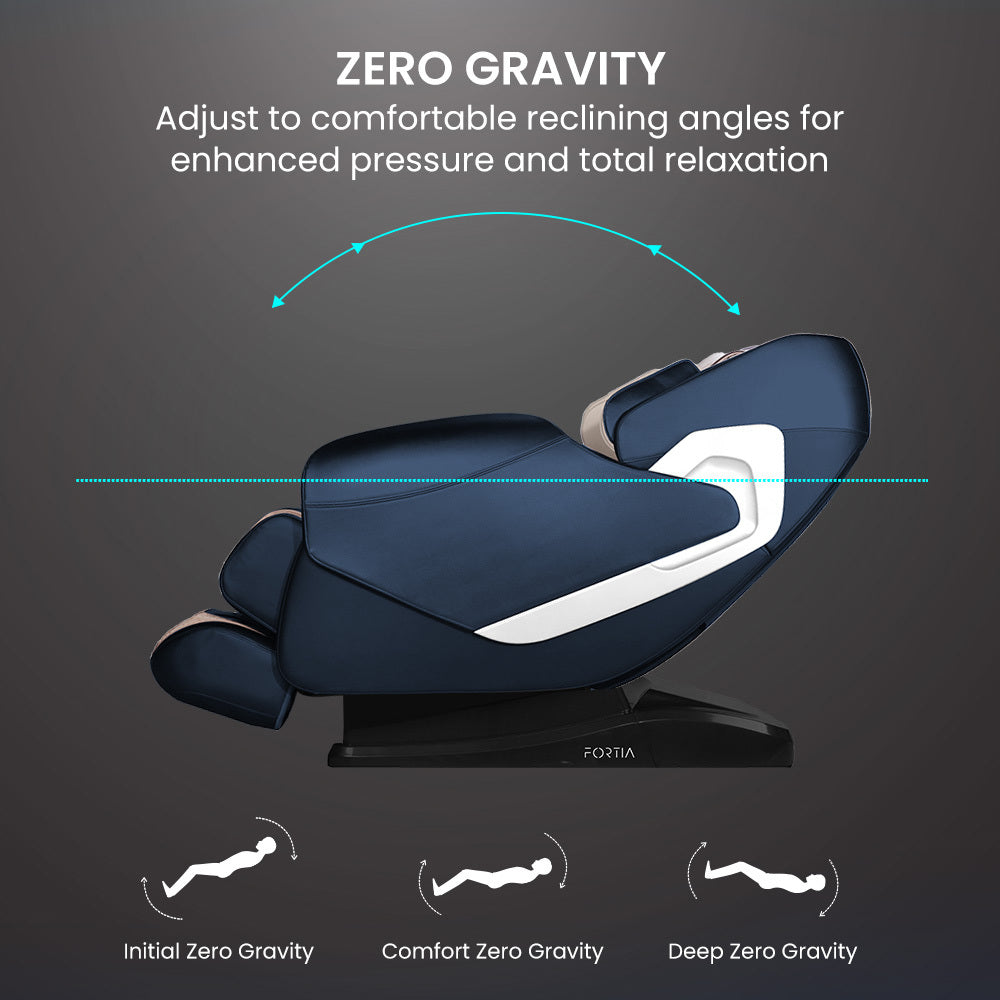 FORTIA Cloud 9 MkII Electric Massage Chair Full Body Zero Gravity with Heat and Bluetooth Navy Blue/Cream Fortia