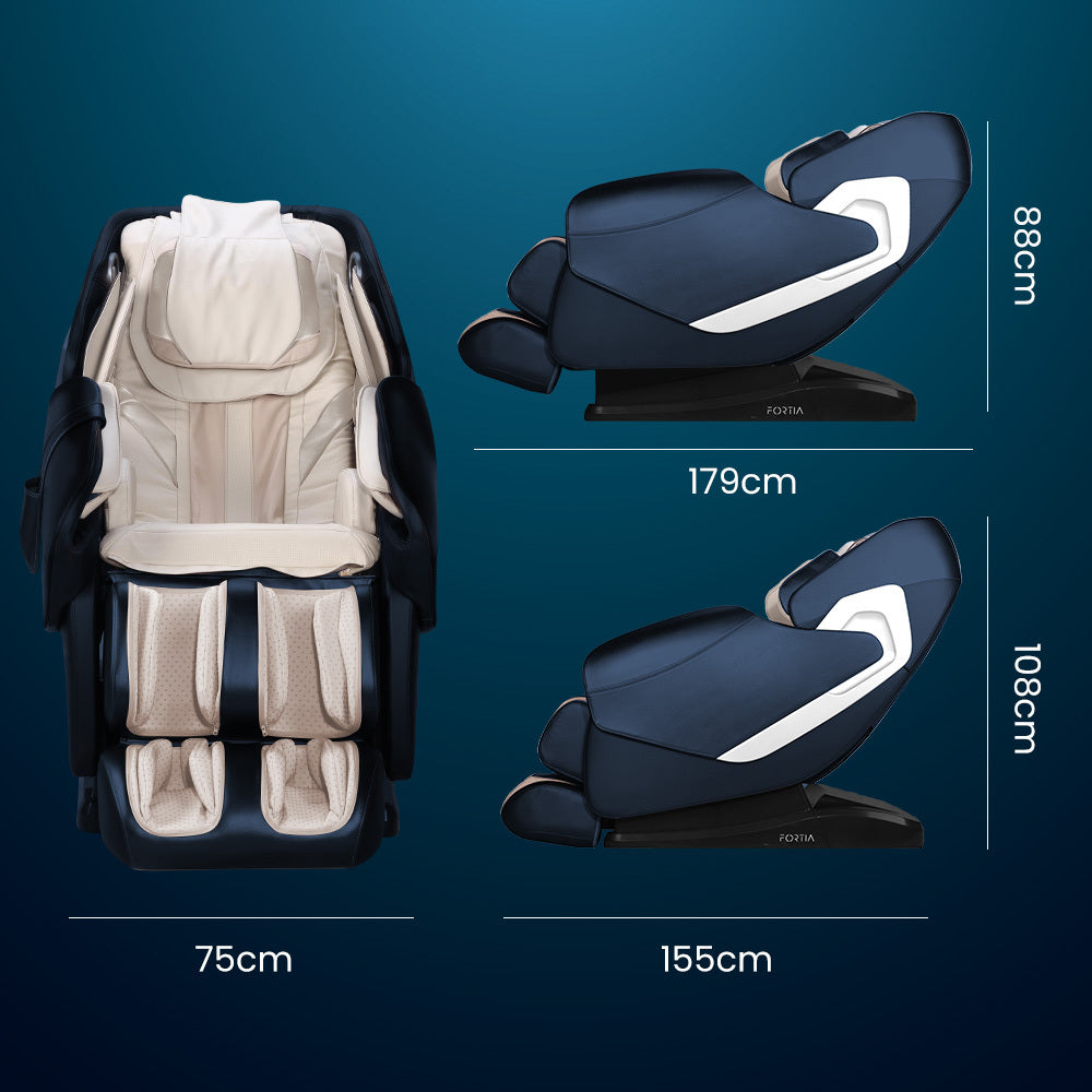 FORTIA Cloud 9 MkII Electric Massage Chair Full Body Zero Gravity with Heat and Bluetooth Navy Blue/Cream Fortia