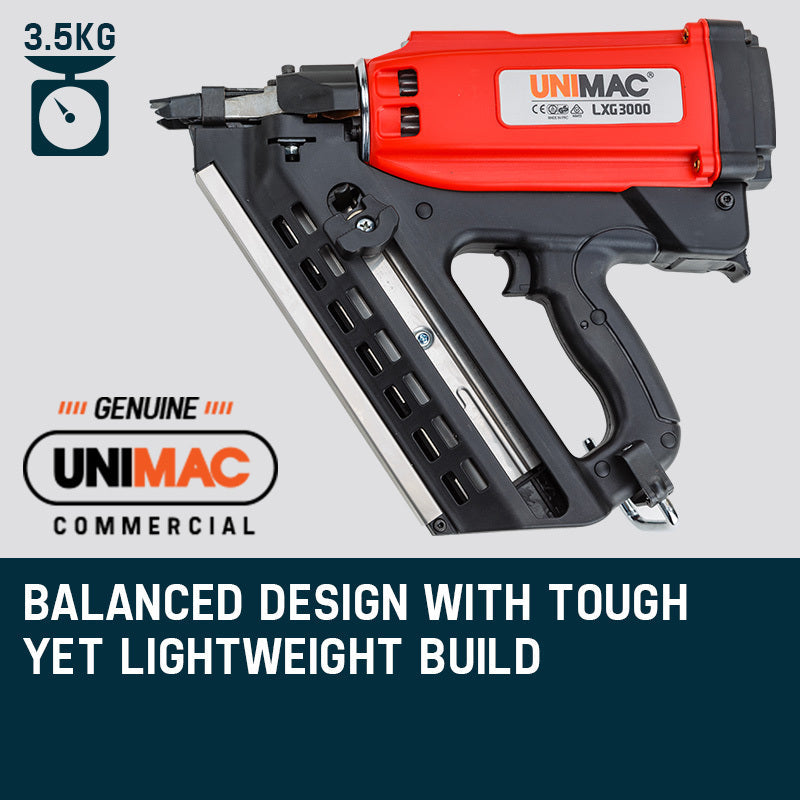 UNIMAC Cordless Framing Nailer 34 Degree Gas Nail Gun Portable Battery Charger Does Not Apply