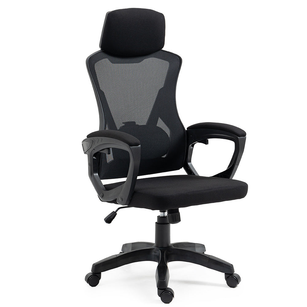 FORTIA Ergonomic Office Desk Chair, Height Adjustable Lumbar Support, Mesh Fabric, Headrest, Black Fortia