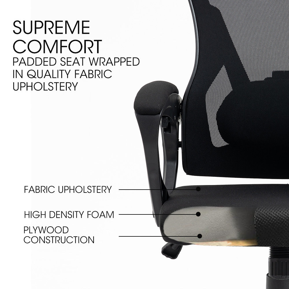 FORTIA Ergonomic Office Desk Chair, Height Adjustable Lumbar Support, Mesh Fabric, Headrest, Black Fortia