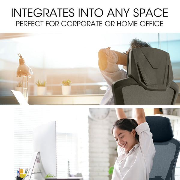 FORTIA Ergonomic Office Desk Chair, Height Adjustable Lumbar Support, Mesh Fabric, Headrest, Black Fortia