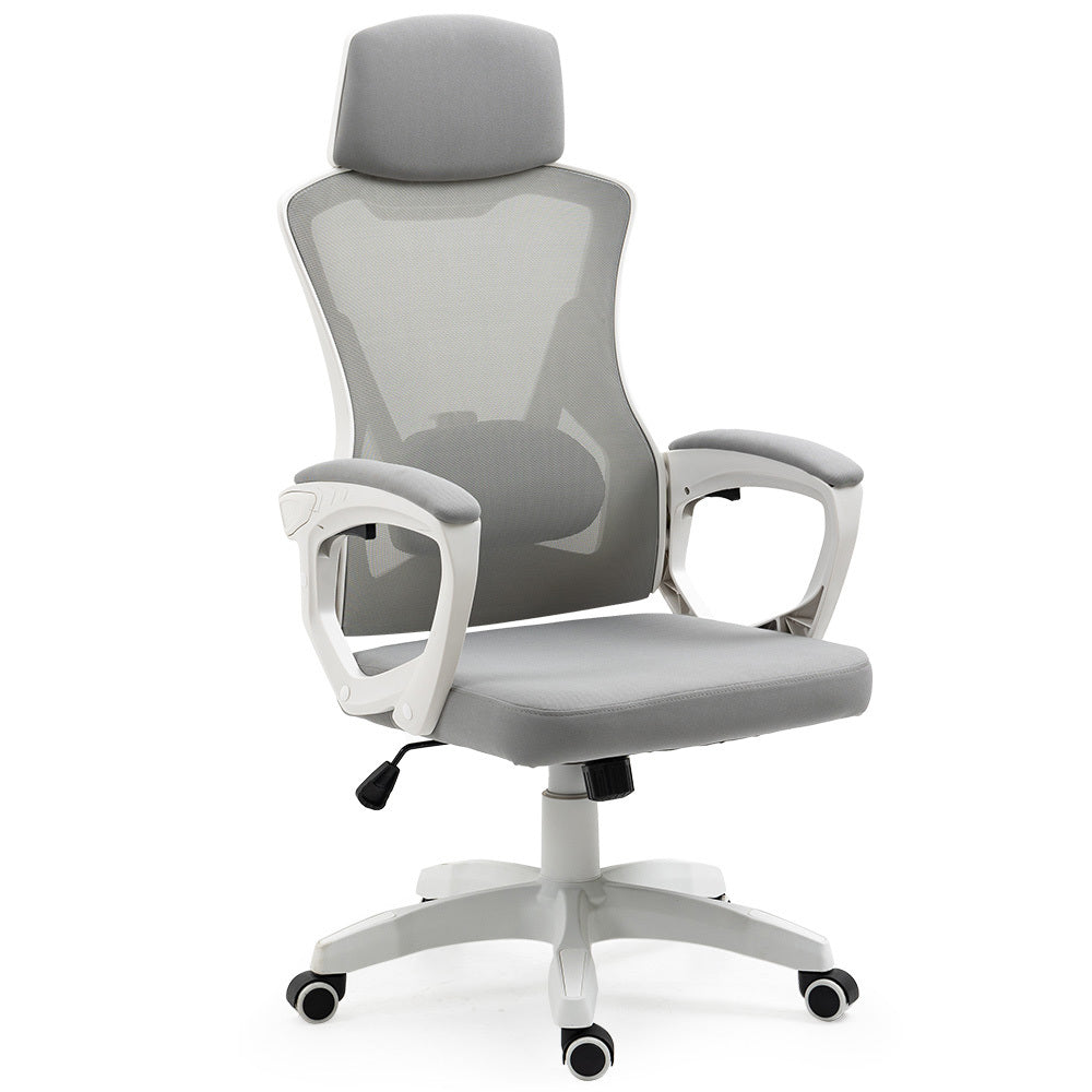 FORTIA Ergonomic Mesh Office Chair Computer Seat with Headrest Adjustable Recline, White/Grey Fortia