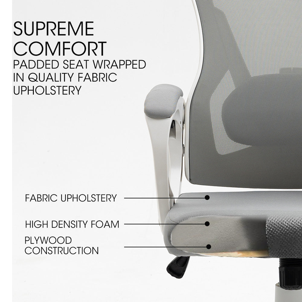 FORTIA Ergonomic Mesh Office Chair Computer Seat with Headrest Adjustable Recline, White/Grey Fortia