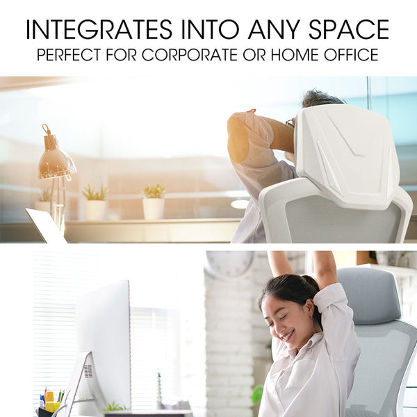 FORTIA Ergonomic Mesh Office Chair Computer Seat with Headrest Adjustable Recline, White/Grey Fortia