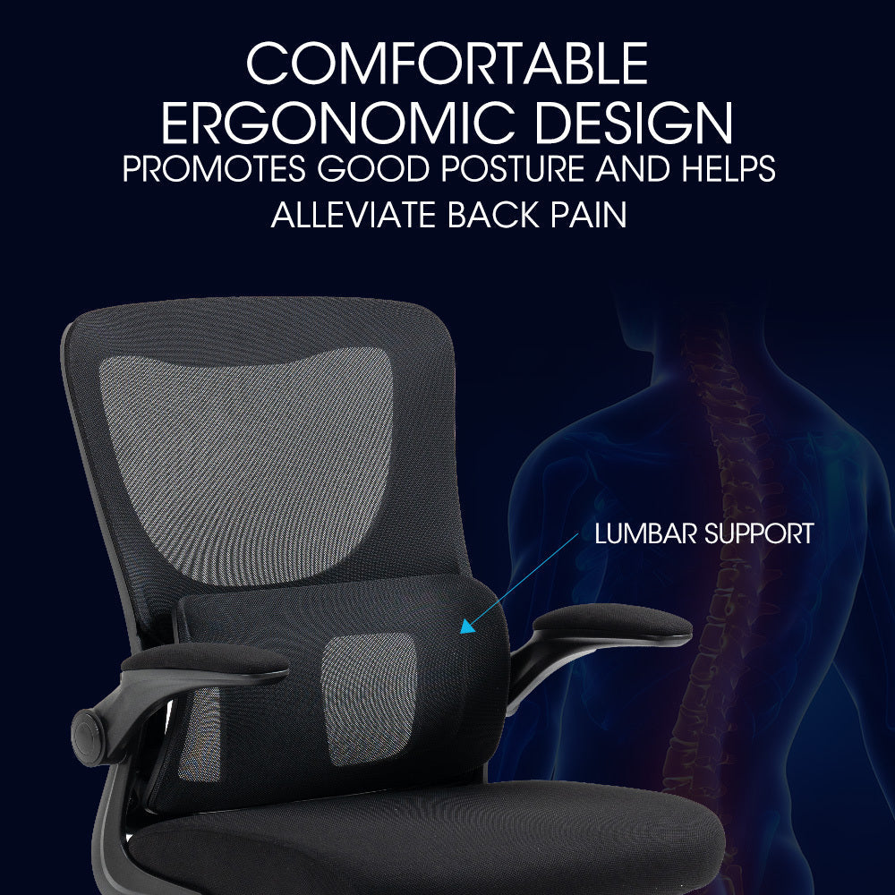 FORTIA Ergonomic Mesh Office Chair Computer Seat Adjustable Recline, Black Fortia