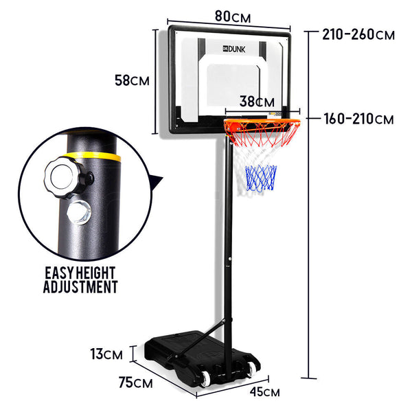 Dr.Dunk Adjustable Basketball Stand System Kids Hoop Portable Height Rim Ring Dr.Dunk