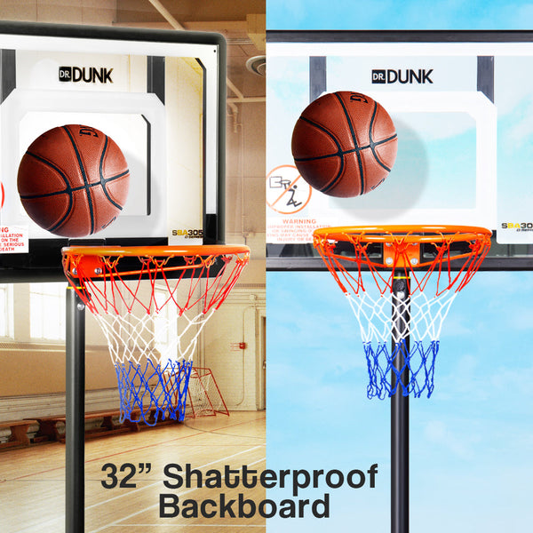 Dr.Dunk Adjustable Basketball Stand System Kids Hoop Portable Height Rim Ring Dr.Dunk