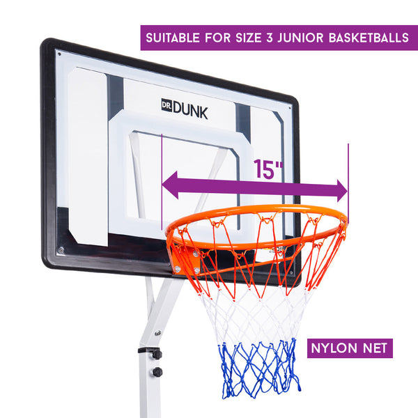 Dr.Dunk Portable Basketball Hoop Stand System Height Adjustable Net Ring Kids Does not apply