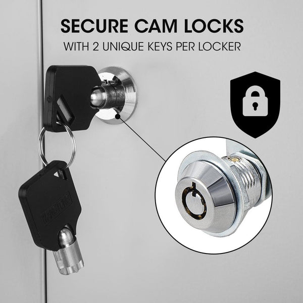 FORTIA 12-Door Metal Storage Locker Cabinet Gym Office Lockers Compartment, Black & Light Grey Fortia