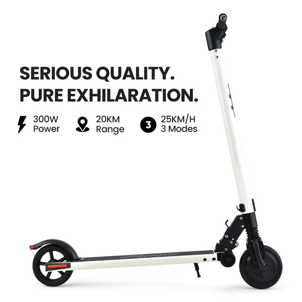 ALPHA Peak Electric Scooter 300W Power Up to 25km/h Adult Teens E-Scooter Easy Fold, White Alpha