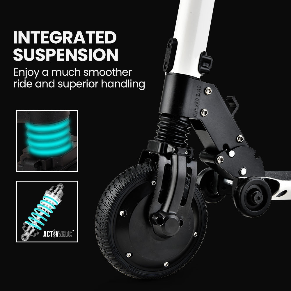ALPHA Peak Electric Scooter 300W Power Up to 25km/h Adult Teens E-Scooter Easy Fold, White Alpha