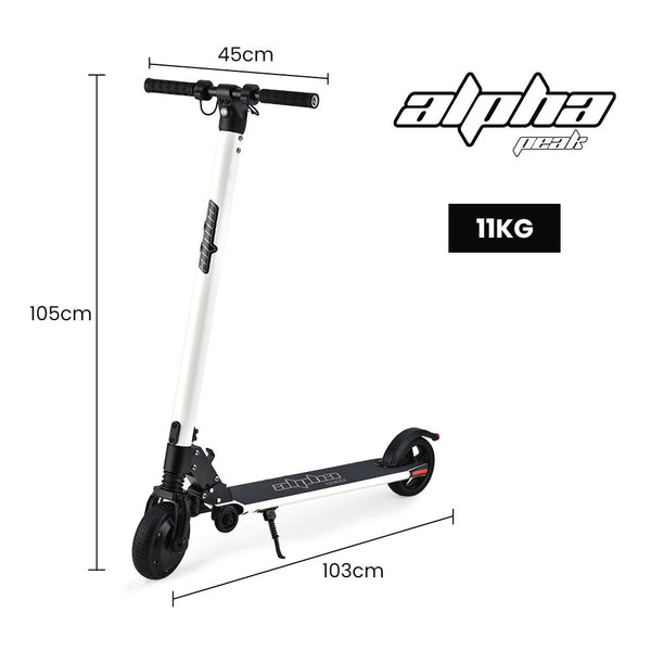 ALPHA Peak Electric Scooter 300W Power Up to 25km/h Adult Teens E-Scooter Easy Fold, White Alpha