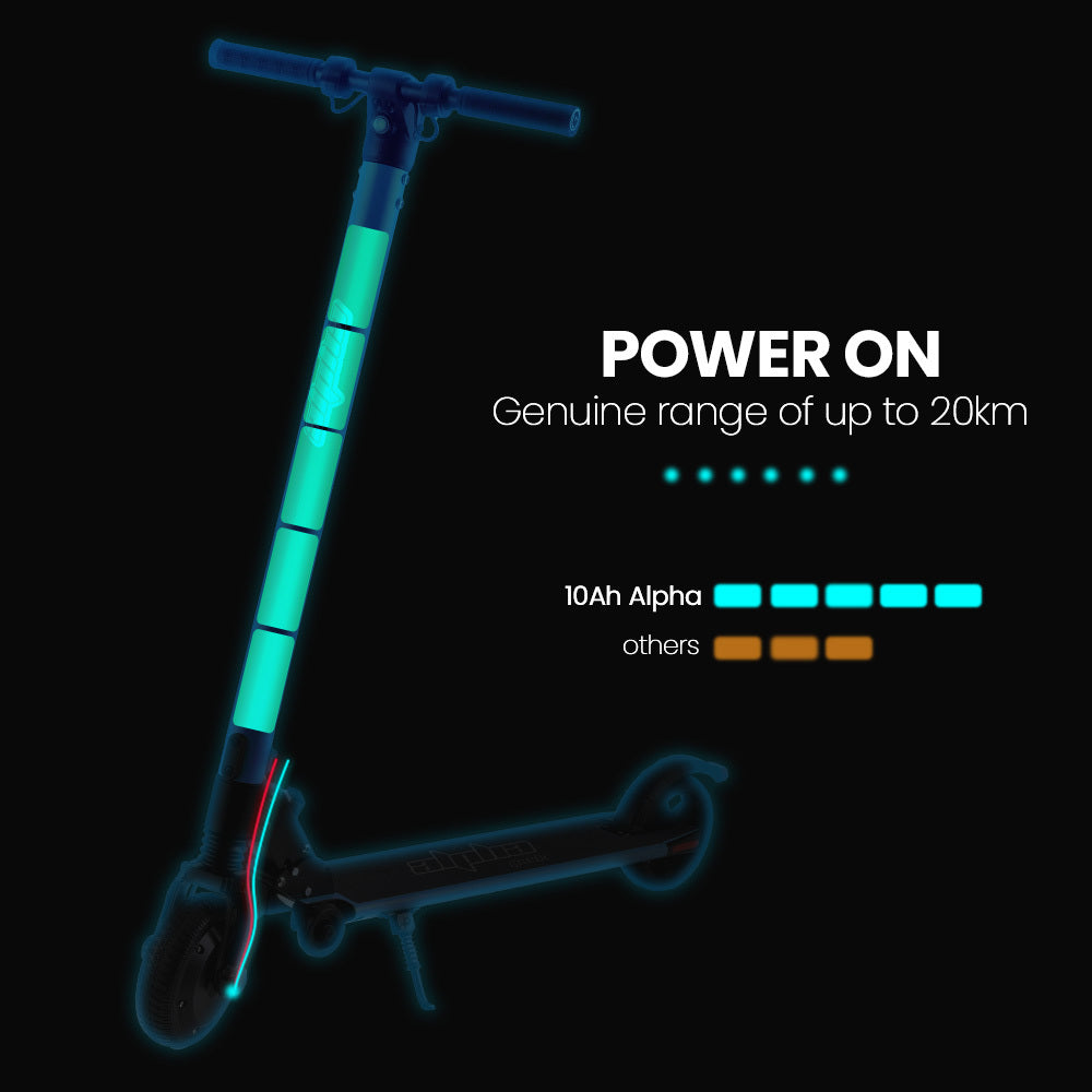 ALPHA Peak Electric Scooter 300W Power Up to 25km/h Adult Teens E-Scooter Easy Fold, White Alpha