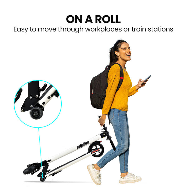 ALPHA Peak Electric Scooter 300W Power Up to 25km/h Adult Teens E-Scooter Easy Fold, White Alpha
