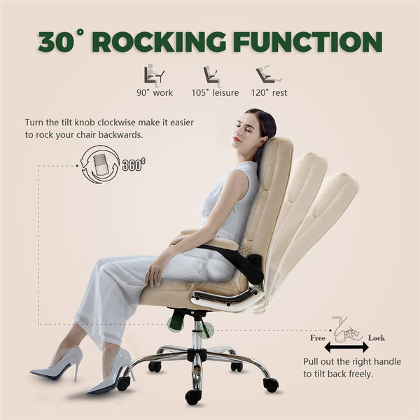 Velvet Home Ergonomic Swivel Adjustable Tilt Angle and Flip-up Arms Office Chair Does not apply