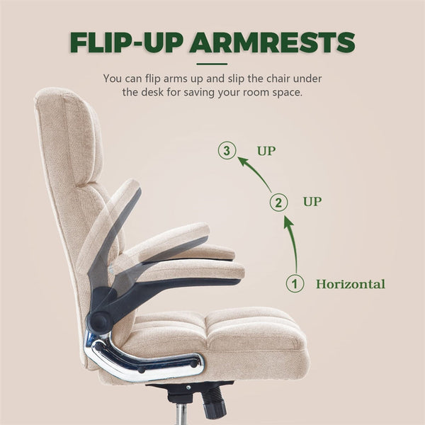 Velvet Home Ergonomic Swivel Adjustable Tilt Angle and Flip-up Arms Office Chair Does not apply