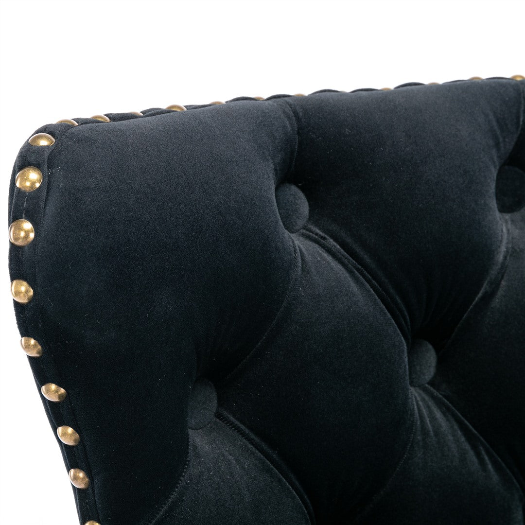 2x Height Adjustable Swivel Bar Stool Velvet Nailhead Barstool with Footrest Does not apply