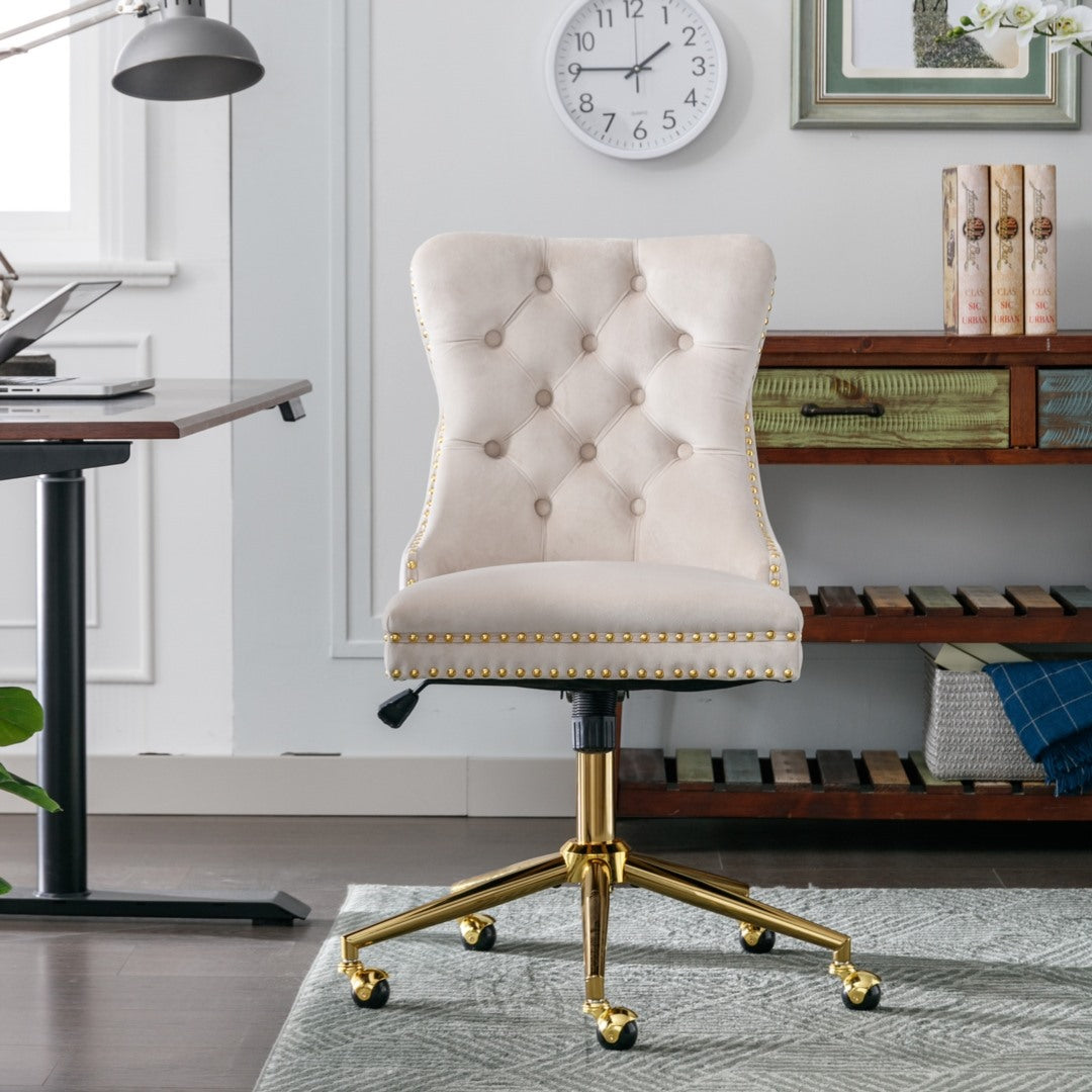 Velvet Home Office Chair- Beige Does not apply