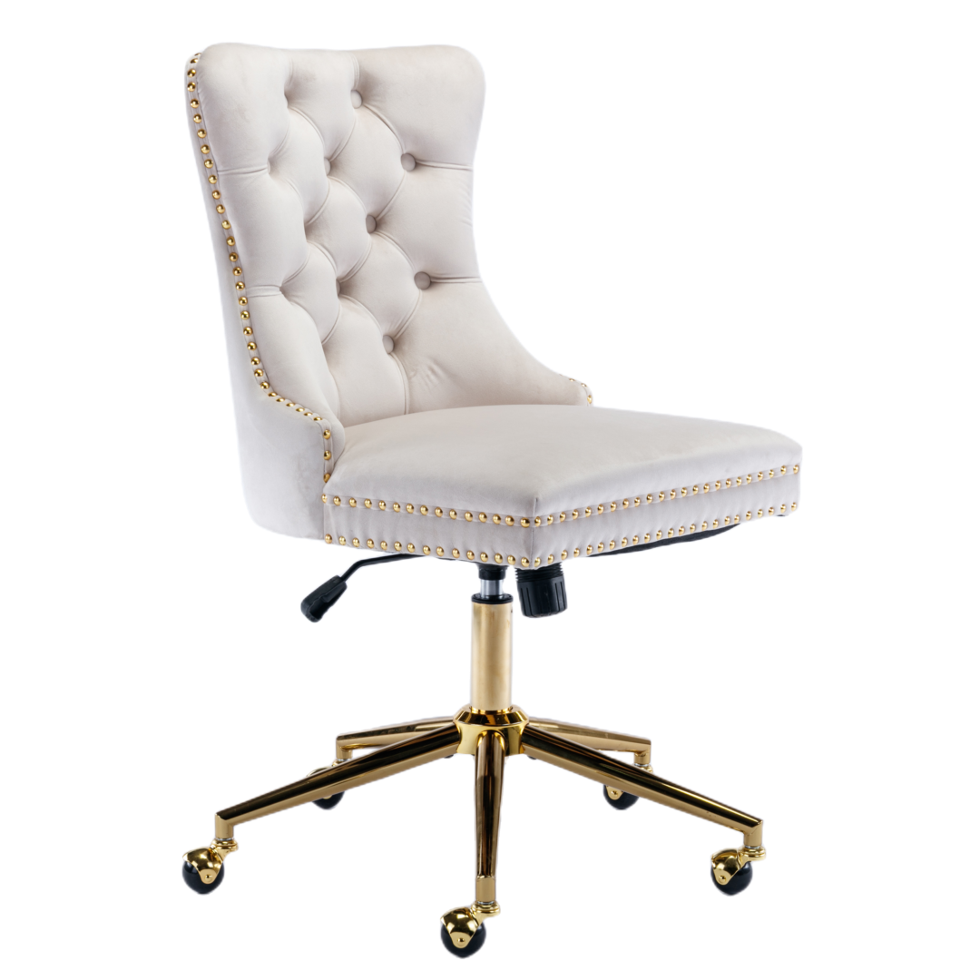 Velvet Home Office Chair- Beige Does not apply