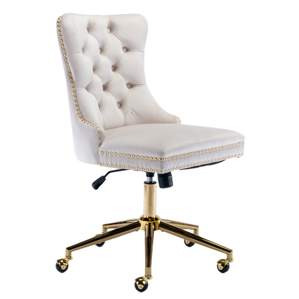 Velvet Home Office Chair- Beige Does not apply