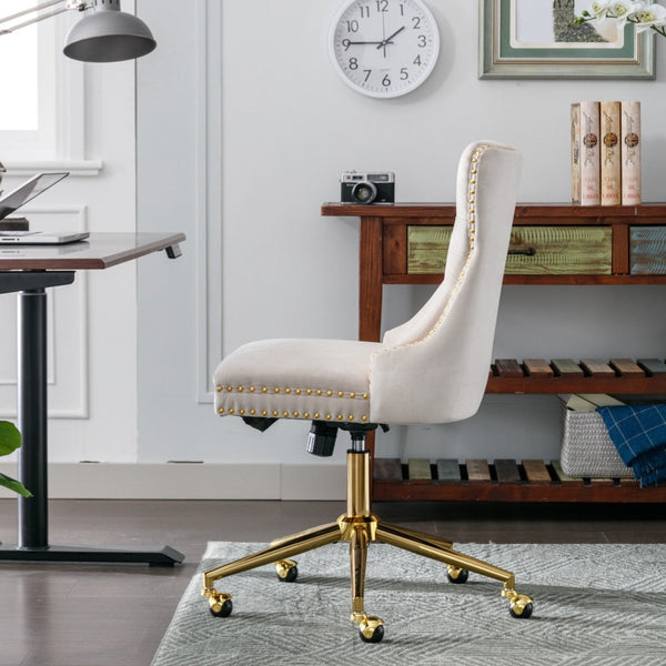 Velvet Home Office Chair- Beige Does not apply