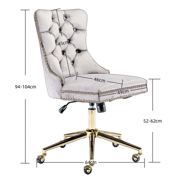 Velvet Home Office Chair- Beige Does not apply