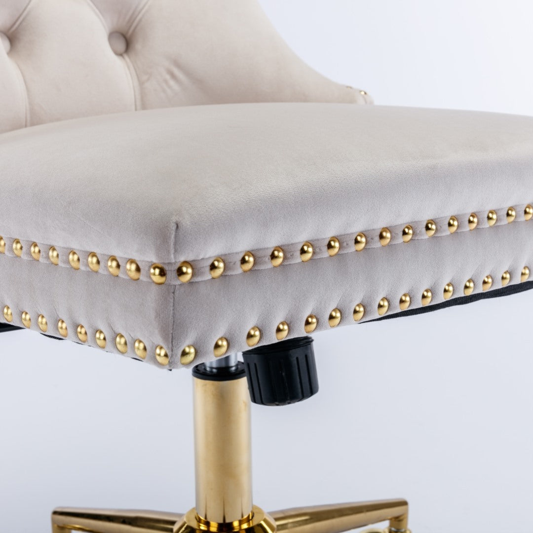 Velvet Home Office Chair- Beige Does not apply