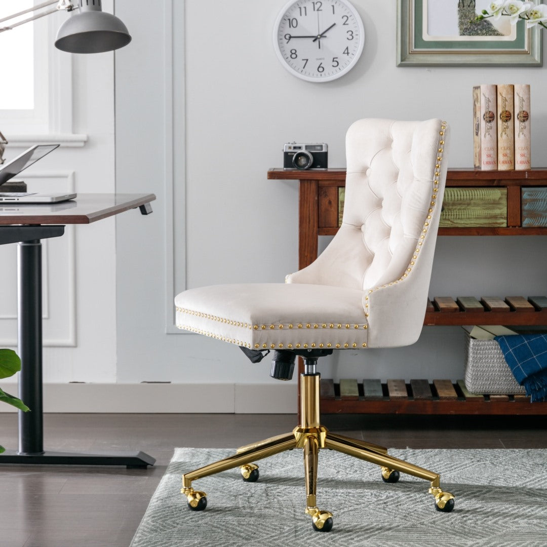 Velvet Home Office Chair- Beige Does not apply