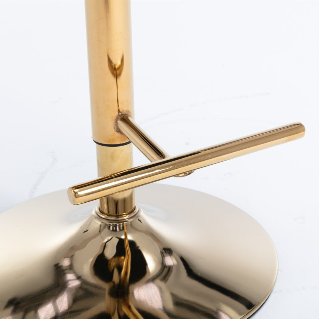 2x Height Adjustable Swivel Bar Stool Velvet Studs Barstool with Footrest and Golden Base- Beige Artiss