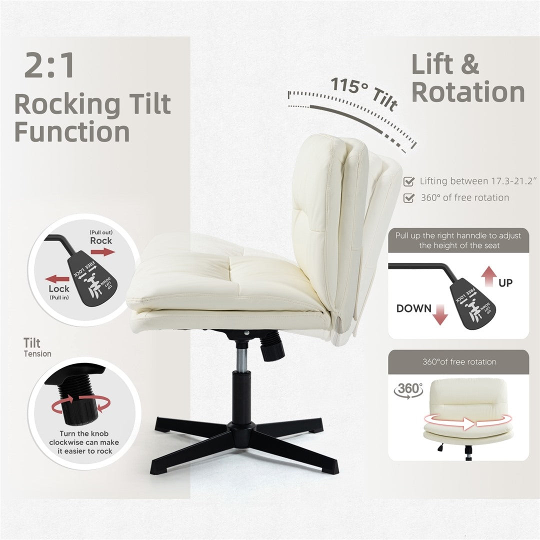 Faux Leather Home Office Chair -Beige Does not apply