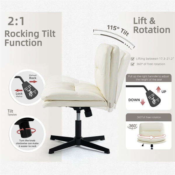 Faux Leather Home Office Chair -Beige Does not apply