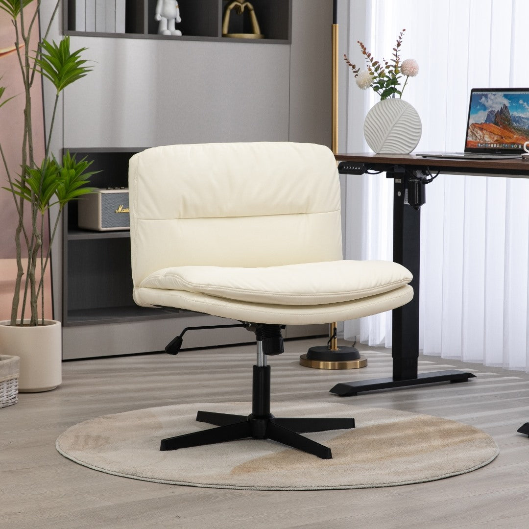 Faux Leather Home Office Chair -Beige Does not apply