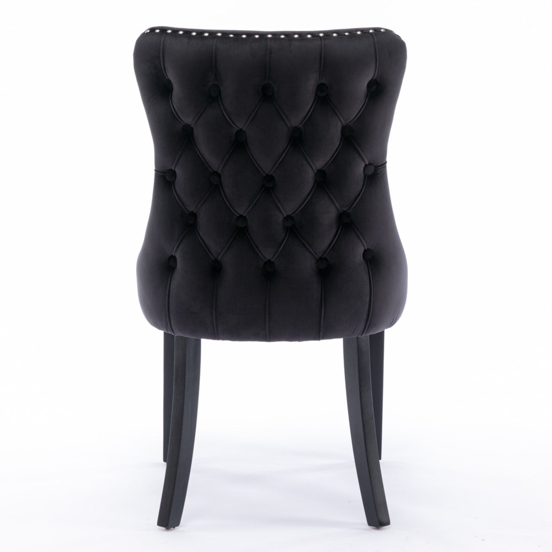 2x Velvet Upholstered Dining Chairs Tufted Wingback Side Chair with Studs Trim Solid Wood Legs for Kitchen Artiss