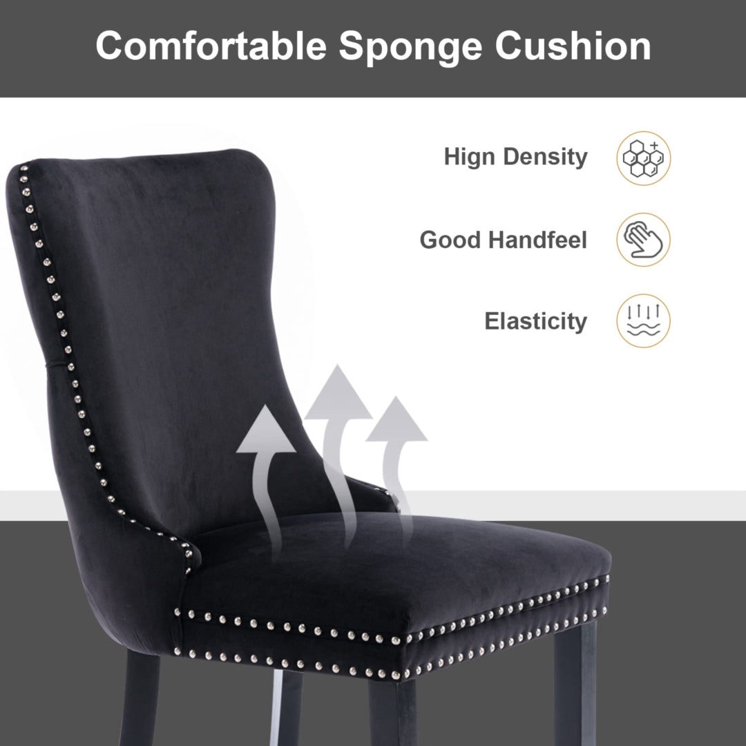2x Velvet Upholstered Dining Chairs Tufted Wingback Side Chair with Studs Trim Solid Wood Legs for Kitchen Artiss