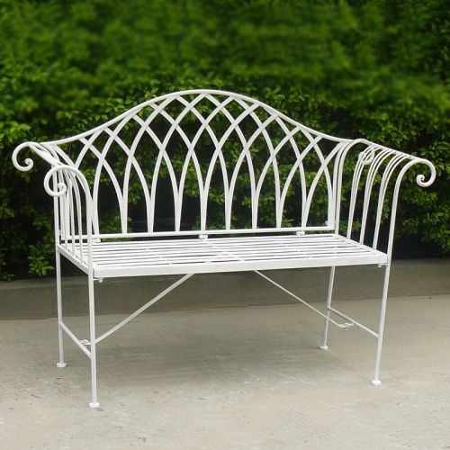 White Lavinia Iron Outdoor Bench Does not apply