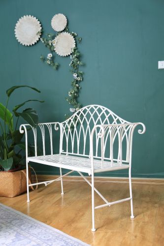 White Lavinia Iron Outdoor Bench Does not apply
