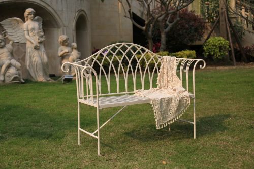 White Lavinia Iron Outdoor Bench Does not apply